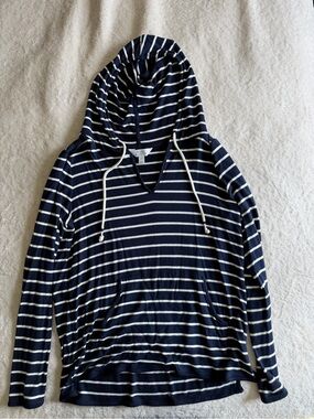 NWOT Market & Spruce Navy and White Striped Hooded Pullover